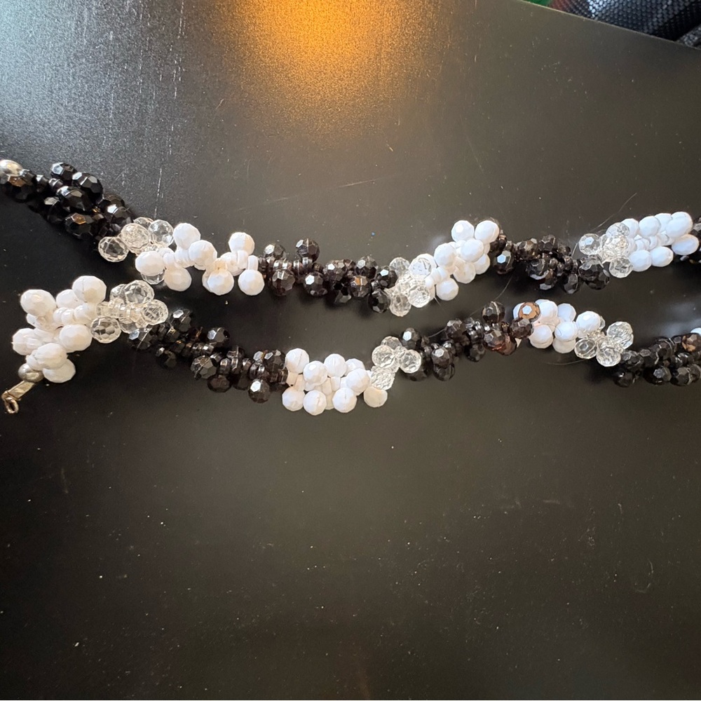 Chic Black and White Beaded Necklace